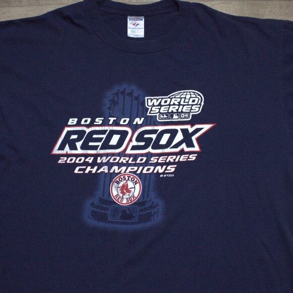 Boston Red Sox 2004 World Series Champions T-Shirt Men's Size XL Blue Y2K - Picture 1 of 3